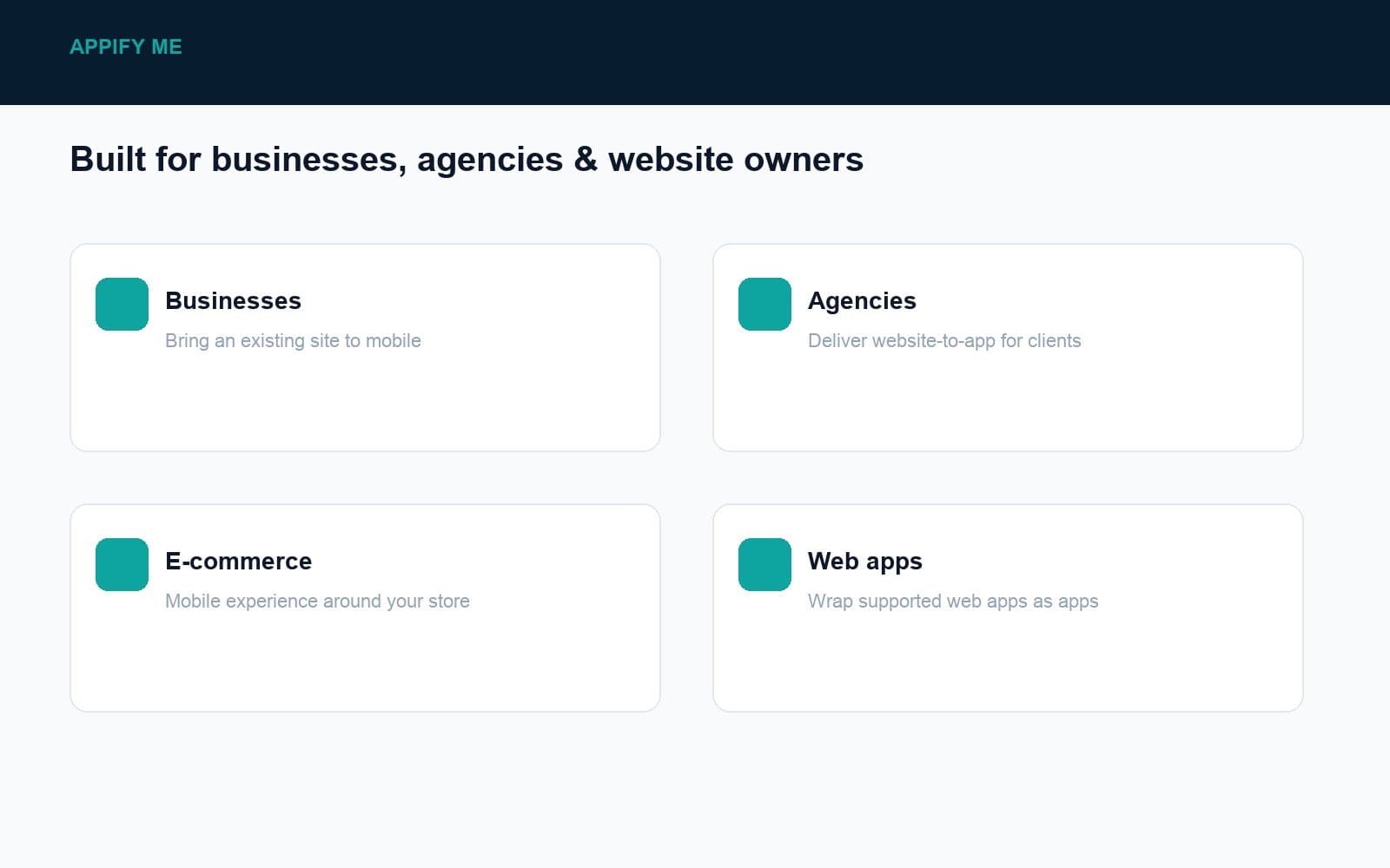 Appify Me audiences — businesses, agencies and website owners