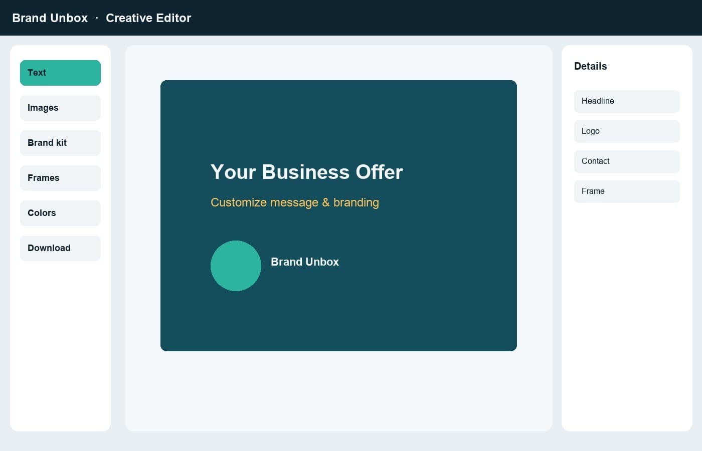 Brand Unbox business post editor