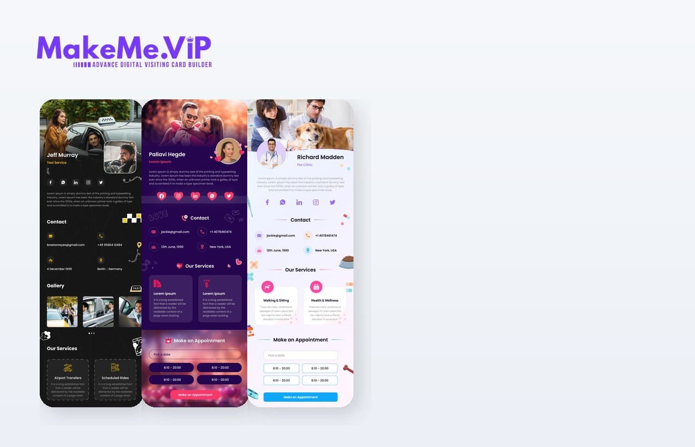 Professionals and businesses who use MakeMe VIP digital business cards