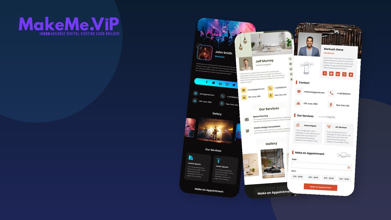 MakeMe VIP digital business card and professional identity platform